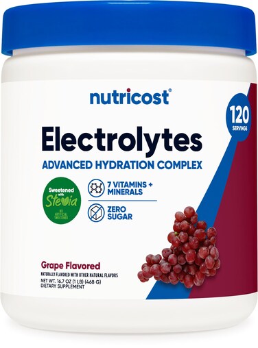 NutricostElectrolyte Complex Powder 120 Servings Grape  Hydration Supplement Drink Mix with Vitamins and Minerals