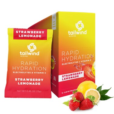 Tailwind Nutrition Rapid Hydration Powder Packets Electrolyte Drink Mix NonGMO Vegan VitaminC Strawberry Lemonade Pack of 12 Sticks