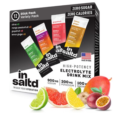 INSALTD Sugar Free Electrolytes Powder Packets with No Stevia Aftertaste  HighPotency Hydration Packets  Keto Electrolyte Drinks  Intermittent Fasting Drink Mix  12 Pack Variety Pack