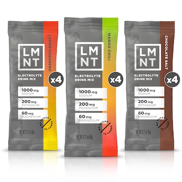 LMNT Keto Electrolyte Powder Packets  Paleo Hydration Drink Mix  No Sugar No Artificial Ingredients  Fiesta Pack  12 Stick Packs