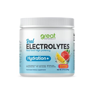 Electrolytes Powder Hydration  Real Food High potency  Strawberry Lemonade 30 Servings  High potency Electrolyte powder  Hydration drink mix  Electrolyte Supplement Potassium Magnesium Calcium