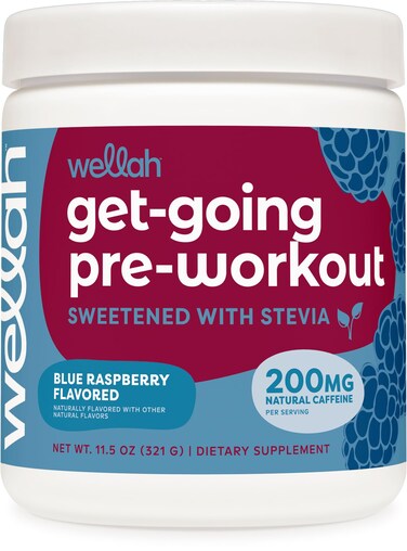 WellahGetGoing PreWorkout Drink Mix Blue Raspberry Flavored 30 Servings