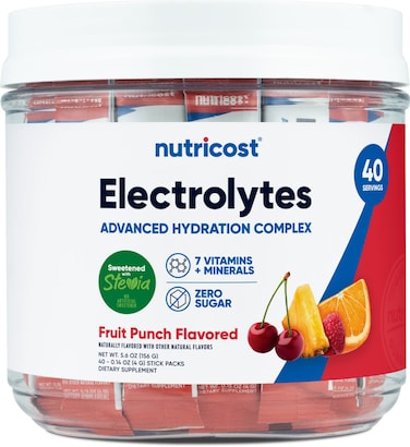 NutricostElectrolytes Complex Fruit Punch Flavored 40 Stickpacks  Advanced Hydration Complex