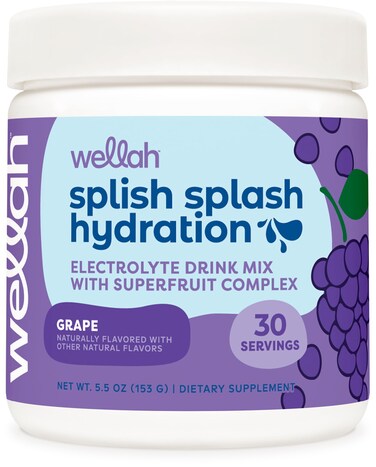 WellahSplish Splash Hydration Electrolyte Drink Mix Grape Flavored 30 Servings