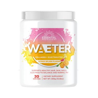 WAETER  Collagen  Electrolyte Hydration Powder  Sugar Free  NonGMO  Gluten Free  Paleo  Soy Free  Dairy Free  GrassFed  Pasture Raised  30 Servings  Citrus Splash