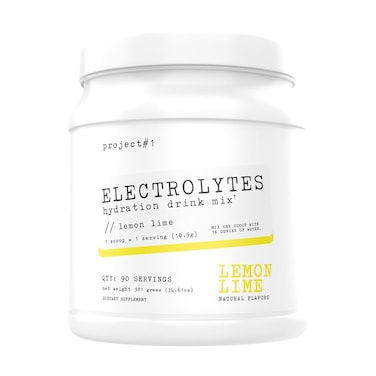 Project 1Electrolyte Drink Mix  Lemon Lime Flavor  Enhanced Hydration with Potassium  Coconut Water  Low Calorie High Performance Electrolyte Powder for Fitness  Endurance  90 Servings