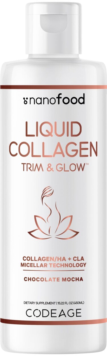 CodeageLiquid Collagen Supplement Chocolate Flavor Beauty Trim  Glow Liposomal Collagen Peptides CLA Conjugated Linoleic Acid Hyaluronic Acid Vitamin E Hydrolyzed NonGMO 1522 fl oz