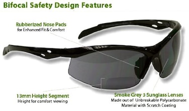 Bifocal Safety Glasses SB9000 PS Smoke 100