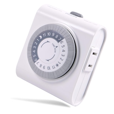 Philips 24Hour Indoor Mechanical Outlet Timer 2 Polarized Timer Outlets 30Minute Intervals Light Timer ONOff Daily Cycle Plug Timer Lamp Timer Push Pins Override Switch White SPC1237AT27