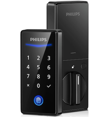 PHILIPSKeyless Entry Door Lock with Keypad  Smart Deadbolt Lock for Front Door Auto Lock Onetime PIN Code Fingerprint Door Lock  Matte Black