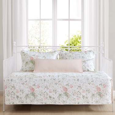 Laura Ashley  Daybed Set Lightweight Bedding with Matching Shams  Pillow Cover Home Decor for All Seasons Breezy Floral Pink Daybed