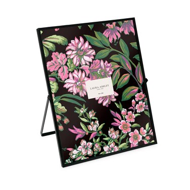 Laura Ashley 8x10 Black Flat Metal Picture Frame Vertical with PullOut Easel Stand Made for Tabletop Counterspace Shelf and Desk 8x10 Black