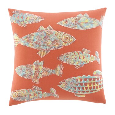 Tommy BahamaBatic Fish 20inch Decorative Pillow 1 Count Pack of 1 Multi Orange