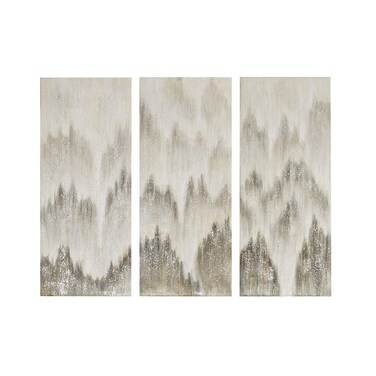 Madison Park Wall Art Living Room Dcor  Abstract Glitter Embelished Canvas Home Accent Modern Dining Bathroom Decoration Ready to Hang Painting for Bedroom 15 x 35 Sterling Mist 3 Piece
