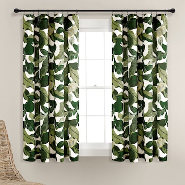 Lush Decor Tropical Paradise Window Curtain Panel Pair 63 L x 52 W Green