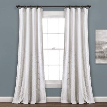 Lush Decor White Chenille Chevron Window Curtain Panel Pair 84 x 40