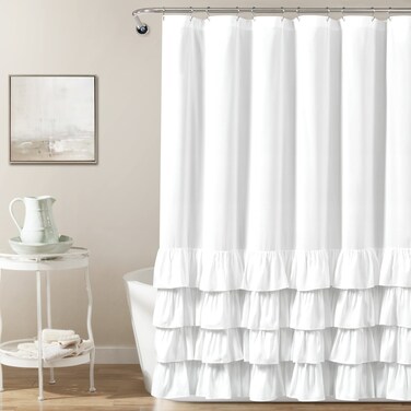 Lush Decor Allison Ruffle Shower Curtain 72 x 72 White
