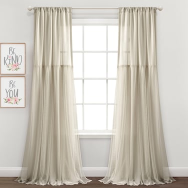 Lush Decor Tulle Skirt Solid Window Curtain Panel Pair 84 L x 40 W Neutral