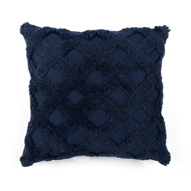 Lush DecorTufted Diagonal Decorative Pillow Cover 20 x 20 Navy