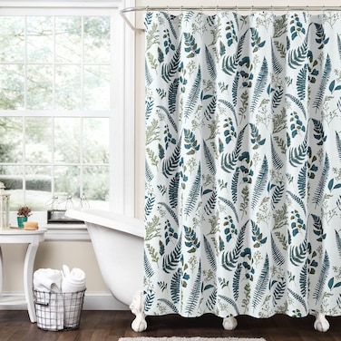Lush Decor Devonia Allover Shower Curtain 72 x 72 White  Green
