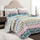 Lush DecorEmily Boho Stripe Reversible 3 Piece Quilt Set FullQueen Turquoise