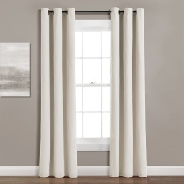 Lush Decor Insulated Grommet Blackout Linen Window Curtain Panel Single Panel 84 L x 38 W Light Linen