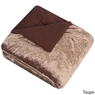Sweet Home Collection Throw Blanket Crushed Velvet Soft and Luxurious 50 x 60 Cozy Plush All Season for Couch Chair Sofa TaupePack of 1