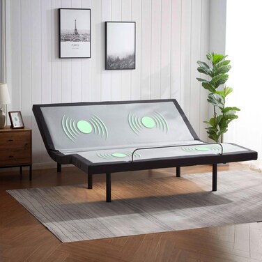 Nestl Adjustable Bed Frame  2nd Generation  Adjustable Massage King Size Bed Frame with Wireless Remote Head  Foot Massage Zero Gravity Fast  Easy Assembly USB Ports Under Bed LED Lighting