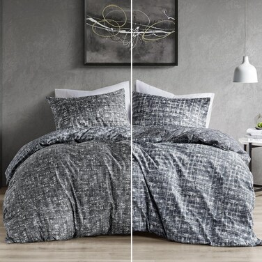 Comfort Spaces King Duvet Cover Set  Grey Bedding for All Season Ultra Soft 3 Pieces Reversible Duvet Cover with 2 Matching Shams Button Closure Machine Washable KingCal King