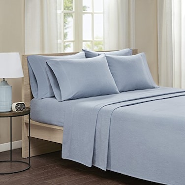 Comfort Spaces Cotton Flannel Breathable Warm Deep Pocket Sheets with Pillow Case Bedding Cal King Blue Solid 4 Piece