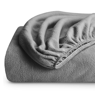 Bare Home Super Soft Fleece Fitted Sheet  Twin Size  Extra Plush Polar Fleece NoPilling  Deep Pocket  All Season Cozy Warmth Twin Light Grey