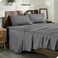 Bare Home 100 Organic Cotton Full Extra Long Sheet Set  Smooth Sateen Weave  Breathable  Cooling  Hotel Luxury Set  Deep Pocket Bed Sheets Full XL Grey