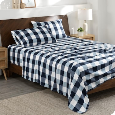 Bare Home Twin Sheet Set  1800 UltraSoft Microfiber Twin Bed Sheets  Double Brushed  Deep Pockets  Easy Fit  Extra Soft  3 Piece Set  Bedding Sheets  Pillowcases Twin Gingham Blue