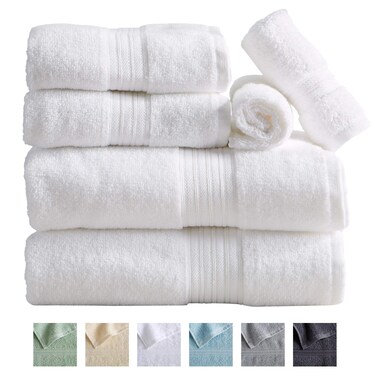 Great Bay Home White Bath Towel Set 6 Piece Quick Dry Bath Towel Set Ringspun 100 Cotton Premium Luxurious Towels for Bathroom 6 Piece Set White