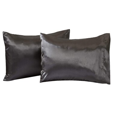 Great Bay Home Satin Pillowcase for Hair and Skin Standard  Charcoal Silk Pillowcase 2 Pack 20x30 inches  Satin Pillow Cases Set of 2 with Envelope Closure