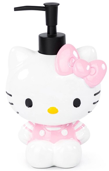 Hello Kitty Soap Dispenser  Pink  White Bathroom Accessory  Resin Lotion Pump