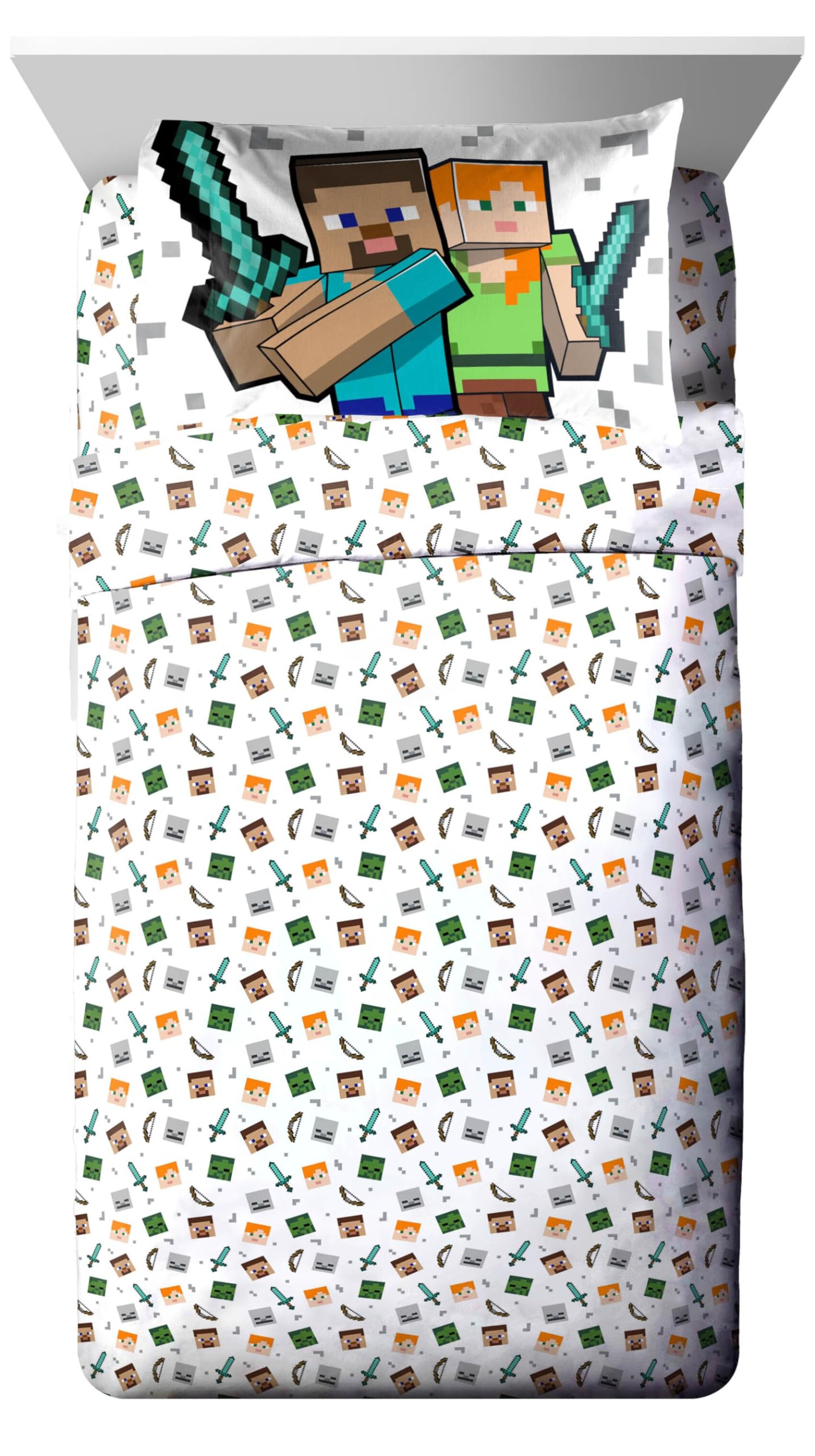 Taie D'Oreiller Minecraft Jay Franco - 50x70 Cm, 100% Coton, Réversible, Enfant
