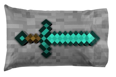 Jay Franco Minecraft Diamond Life 1 Pack Pillowcase  DoubleSided Super Soft Bedding  Featuring Minecrafts Sword  Pickaxe Official Minecraft Product