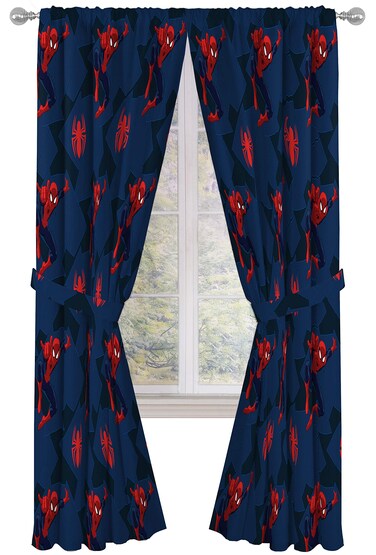 Jay Franco Marvel Spiderman Classic Saving The Day 84 Decorative CurtainDrapes 4 Piece Set 2 Panels 2 Tiebacks