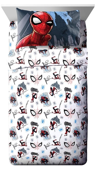 Jay Franco Marvel Spiderman Crawl Full Sheet Set  4 Piece Set Super Soft and Cozy Kids Bedding  Fade Resistant Microfiber Sheets Official Marvel Product