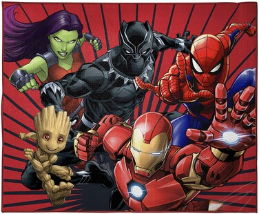 Jay Franco Marvel Avengers Full Assault Kids Room Rug  Large Area Rug Measures 4 x 5 Feet  Featuring Spiderman Iron Man Black Panther Gamora  Groot Offical Marvel Product