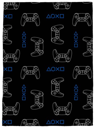PlayStation Controller Throw Blanket  Measures 46 x 60 Inches  Kids Super Soft Fleece Gamer Bedding