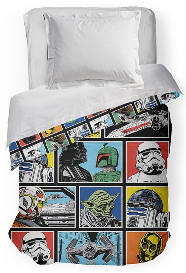 Star Wars Classic Grid Full Comforter  Super Soft Kids Reversible Bedding features Darth Vader Stormtrooper and Chewbacca  Fade Resistant Polyester Microfiber Fill Official Star Wars Product