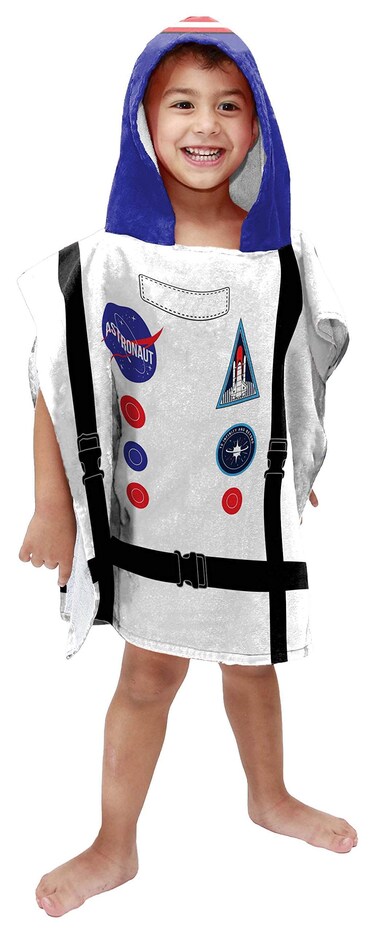 Jay Franco Trend Collector Astronaut BathPoolBeach Hooded Poncho Towel  Super Soft  Absorbent Cotton Towel  Measures 22 x 22 Inches
