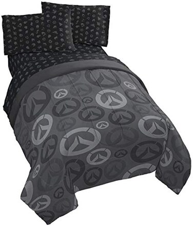 Overwatch Heroes Twin Comforter  Super Soft Kids Bedding  Fade Resistant Polyester Microfiber Fill Official Overwatch Product