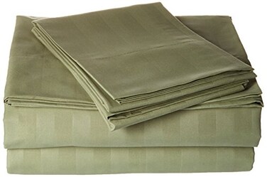 Elegant Comfort Best Softest Coziest Stripe Sheets Ever 1500 Thread Count Egyptian Quality Luxurious Wrinkle Resistant 4Piece Bed Sheet Set Deep Pocket Up to 16  Queen Green