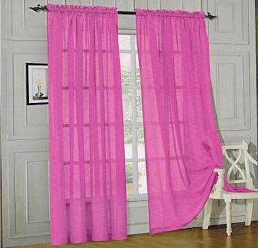 Elegant Comfort 2 Piece Solid Sheer 40 x 84 Window Curtainsdrapepanelstreatment Hot Pink