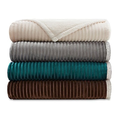 Elegant Comfort Best Softest Luxury MicroSherpa Blanket on Amazon Heavy Weight Stripe Design Ultra Plush Blanket KingCal King Purple