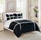 Elegant Comfort Softest Coziest Heavy Weight Stripe Pattern Micromink SherpaBacking Premium Quality Down Alternative MicroSuede 3Piece Reversible Comforter Set FullQueen Black