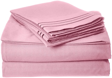 Elegant Comfort WrinkleFree 1500 Thread Count Egyptian Quality Deep Pocket 4Piece Bed Sheet Set  King PeriwinkleLight Pink
